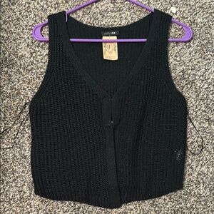 Papermoon Black Ribbed Sleeveless Tank Top